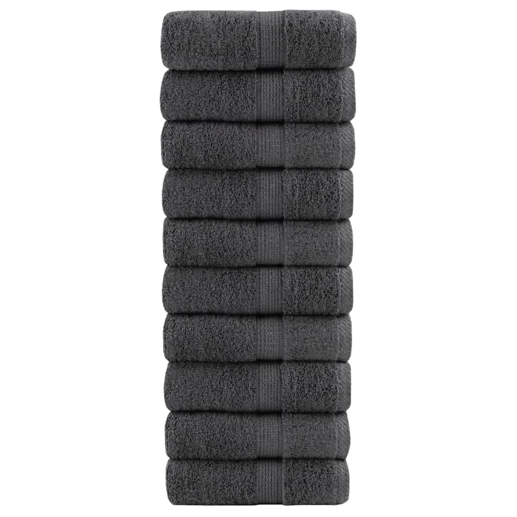 Lot de 10 gants de toilette Anthracite 30 x 30 cm Coton
