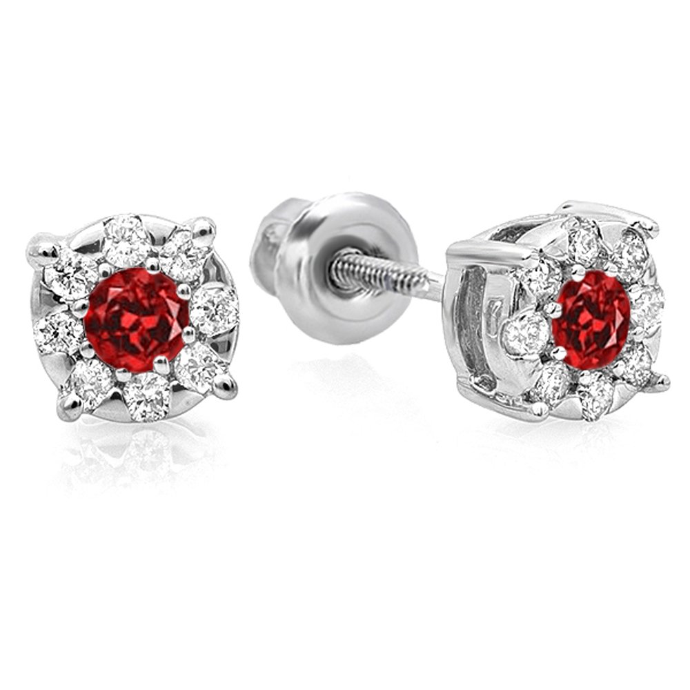 Dazzlingrock Collection 10K Round Shape Cluster Earrings, White Gold