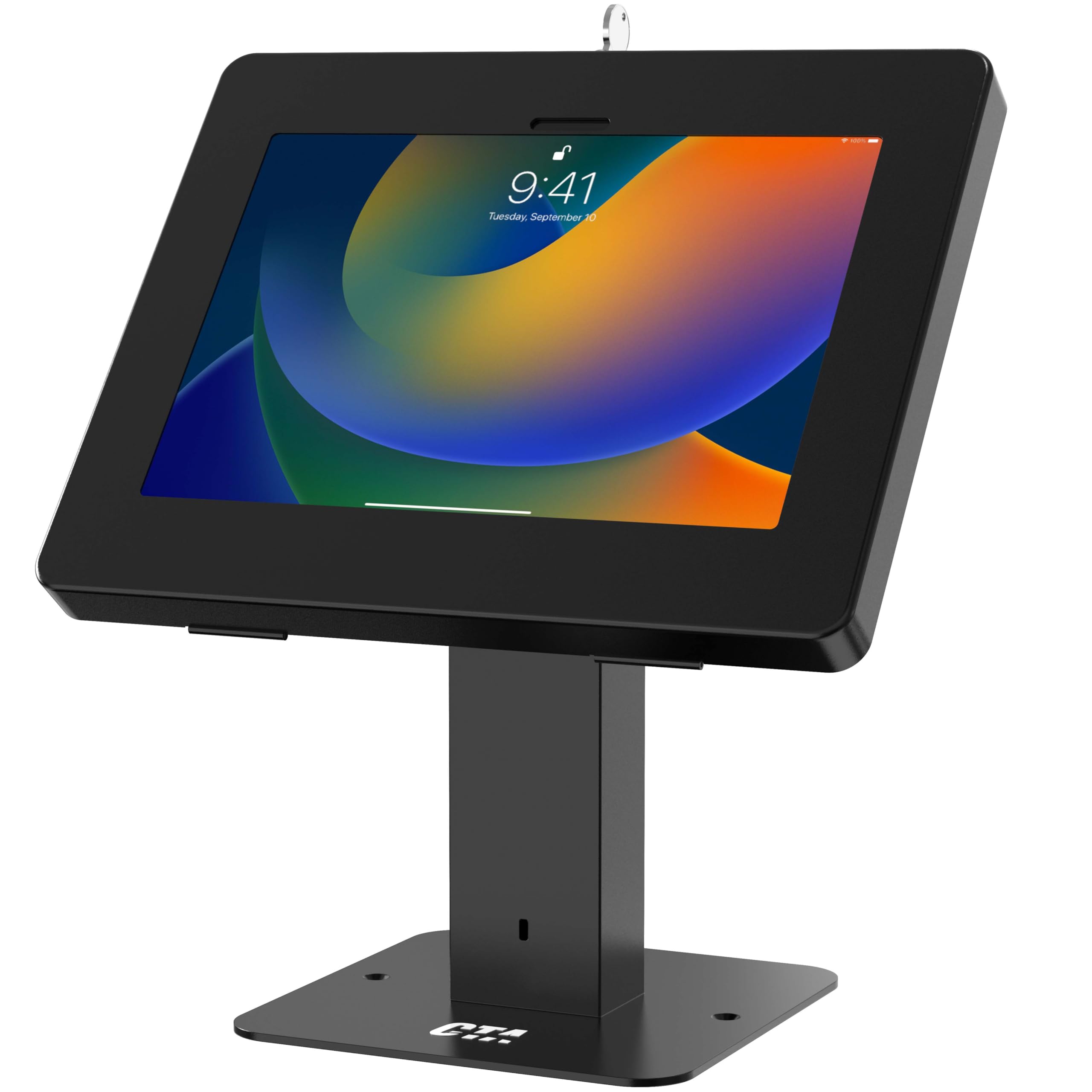 Sleek Rotating POS Desk Mount with Security Enclosure for iPad 10th Gen A16, iPad Air 11" M3 &amp; M2, Pro 11", Galaxy Tab A7 &amp; More - Black (PAD-RSDMB)