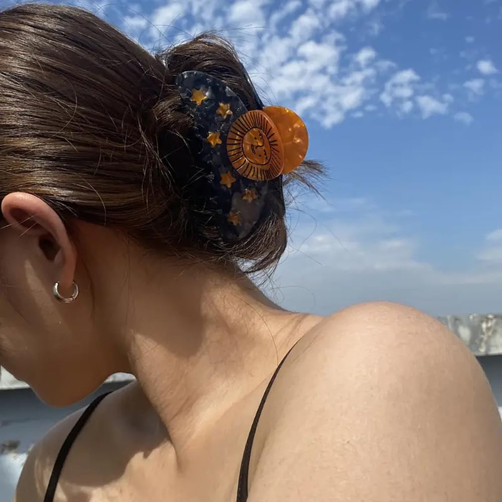 Sun Smiley Face Hair Clips, Cellulose Acetate Hair Clips, Funny Standing Cute Small Hairpins Accessories for Women Thick Thin Hair - Image 4