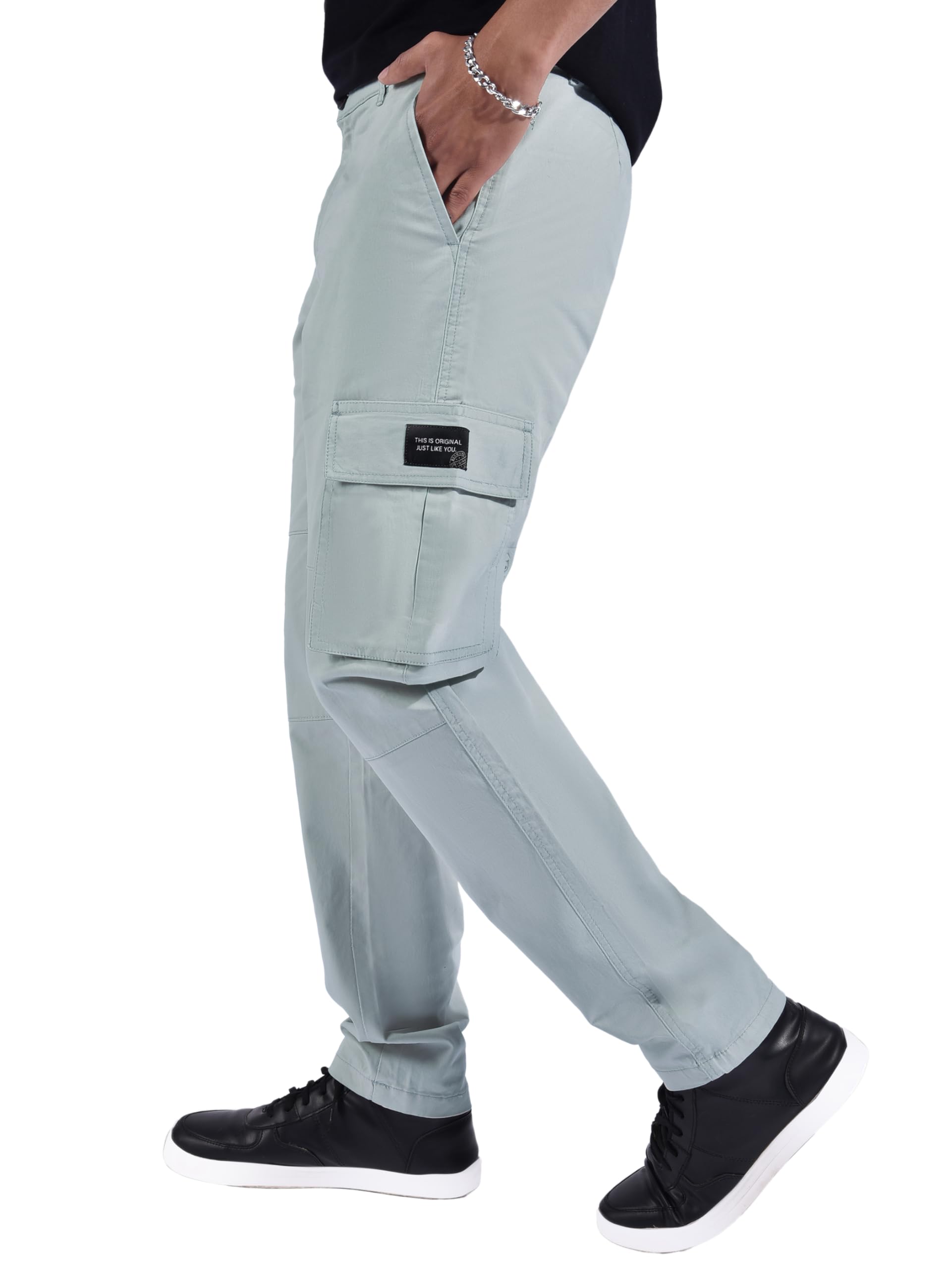 Cotton Lycra 4 Pocket Regular Fit Cargo Pants for Men | Cargo Trousers for Men-image-43