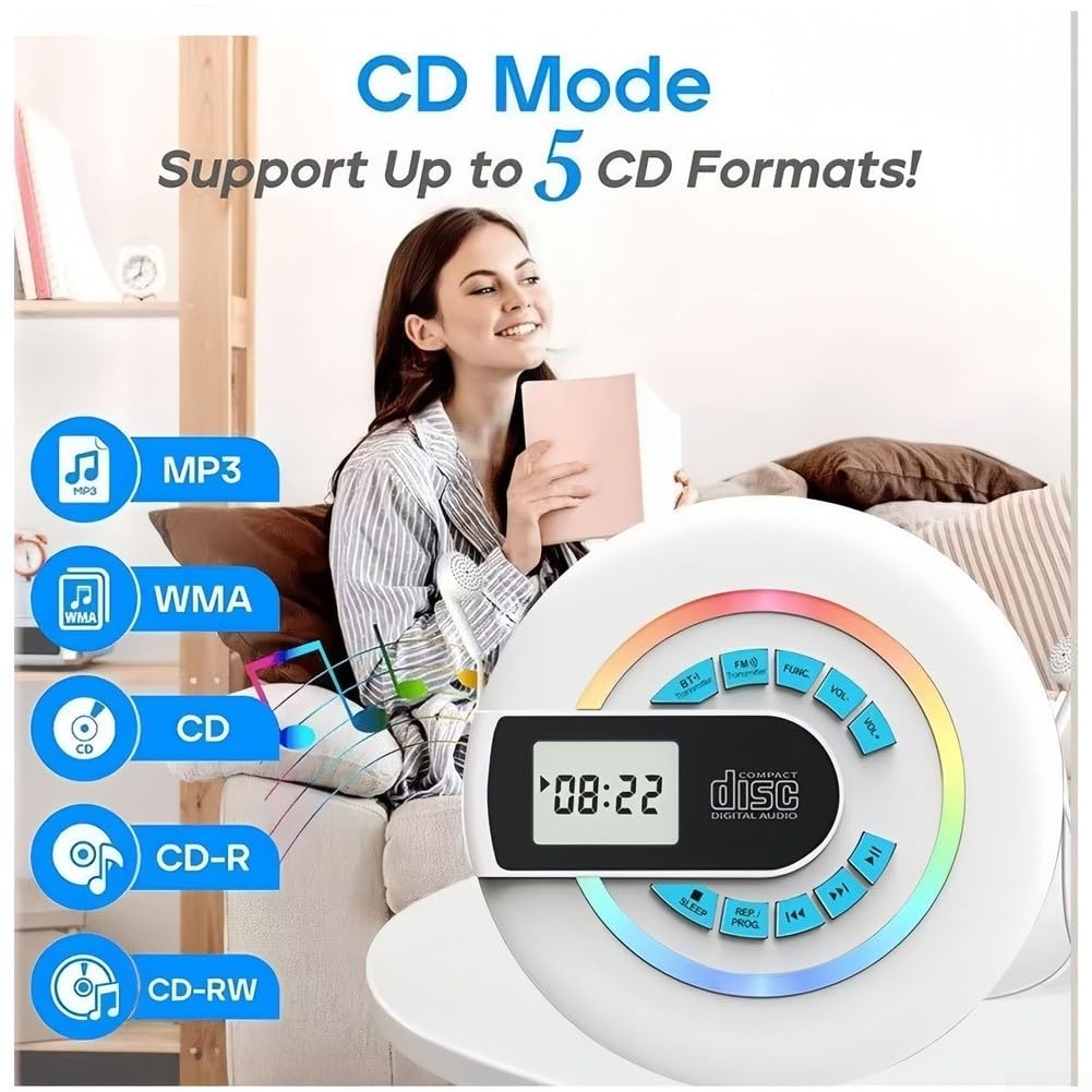 Lettore CD senza fili da 2000 mAh per batteria da viaggio (nero) | 5.3, segnale stabile, doppio streaming wireless, facile accoppiamento con telefono cellulare
