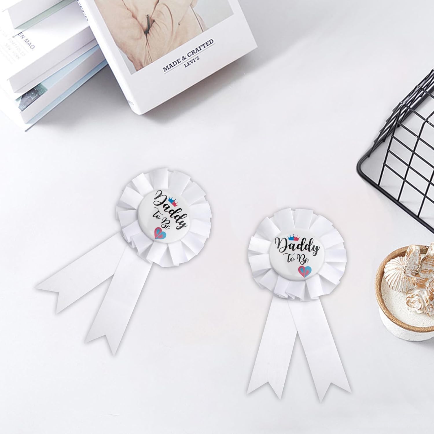 Mommy & Daddy To Be Tinplate Badge Pins, Dad To Be Pin & Mom and Dad-To-Be Pins for Gender Reveal Ideas for New Parents