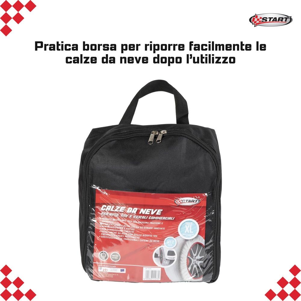 Calze da Neve Bianche Taglia XL Omologate EN 16662-1 Tessuto per Auto SUV Veicoli Commerciali