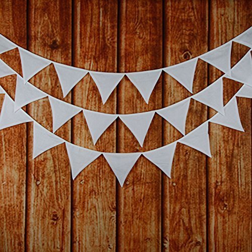 Infei Solid White Double Layer Cotton Fabric Flags Bunting Banner Garlands For Wedding, Birthday Party, Outdoor & Home Decoration (3.2M/10.5Ft) #TOP5