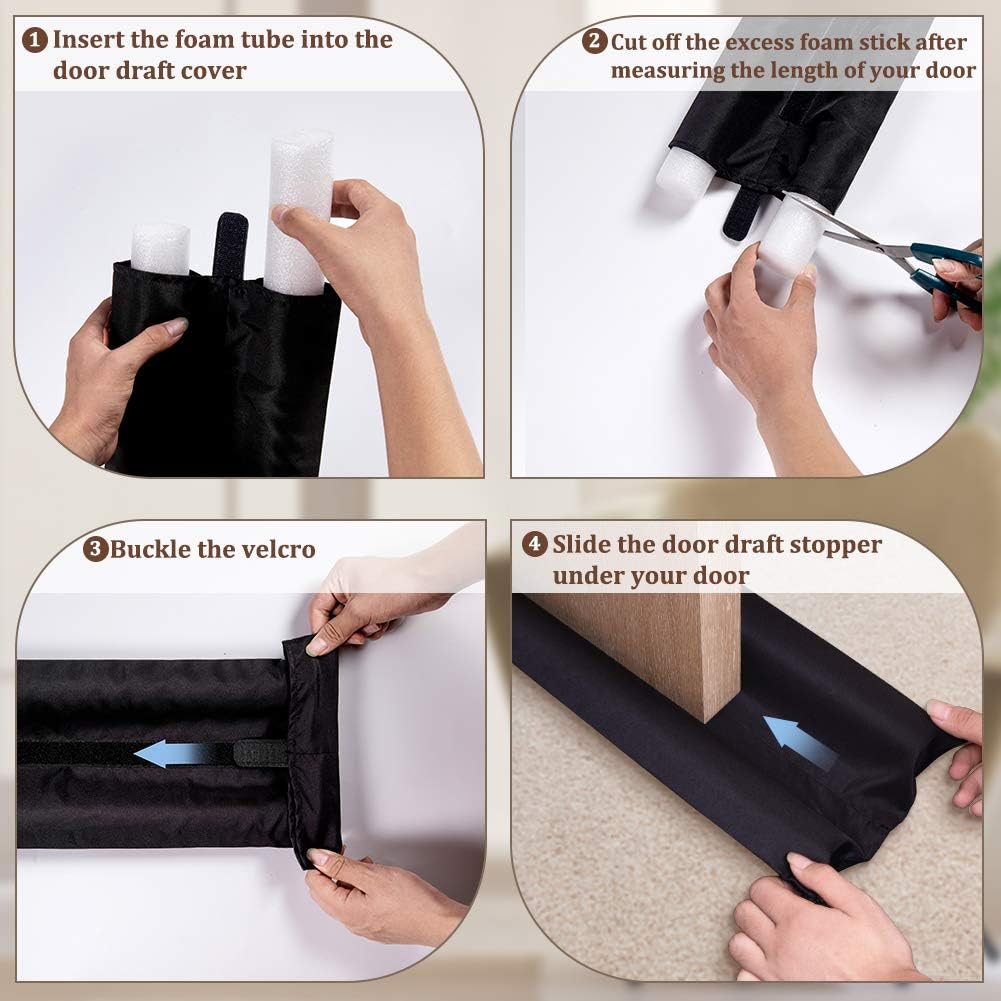 My OLi Under Door Draft Stopper 30-36" Twin Door Draft Blocker Adjustable Door Sweeps Noise Blocker Weather Stripping Window Breeze Blocker