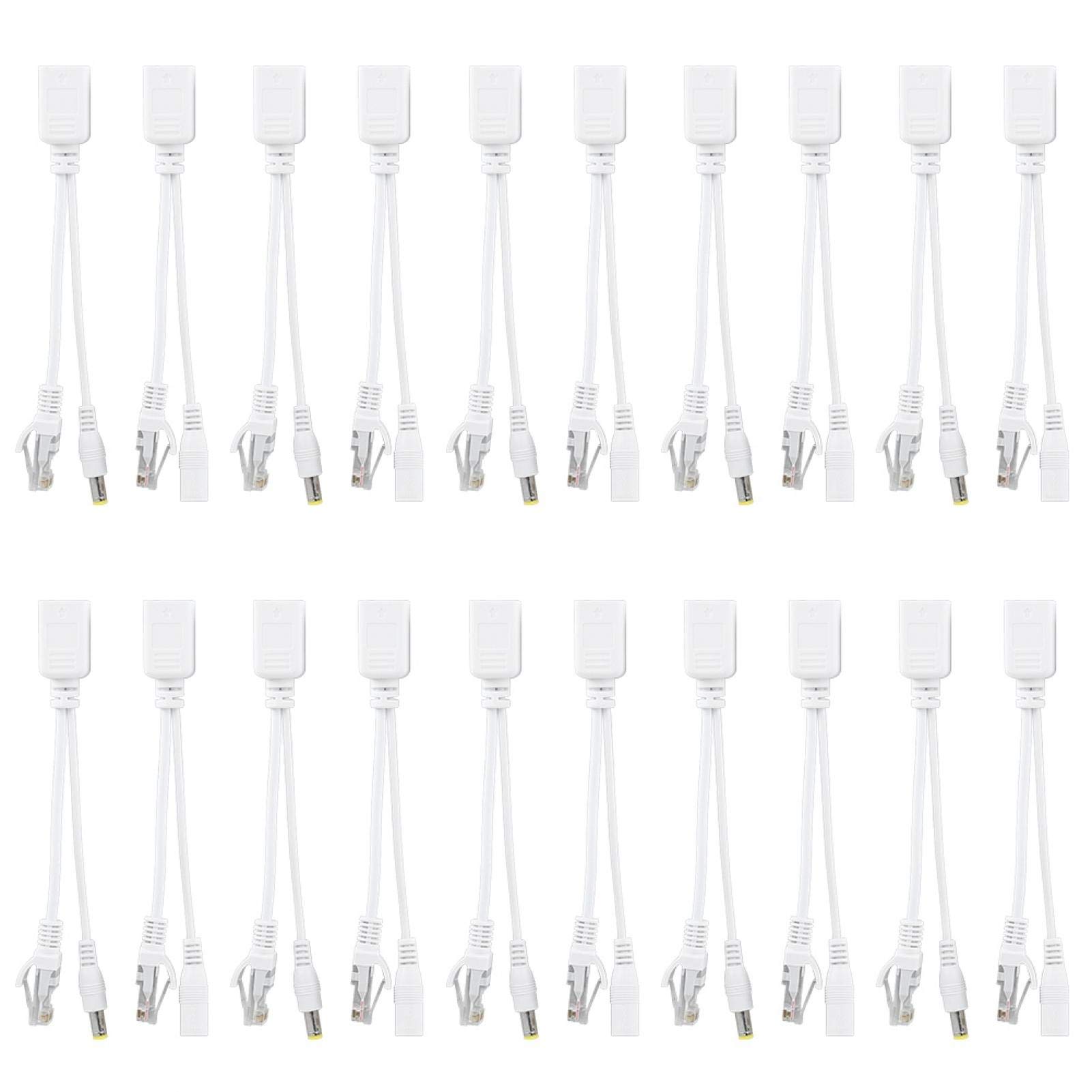 Kit Di Alimentazione Iniettore Poe,Adattatore Ethernet Wireless,Adattatore Poe Iniettore Splitter, 10 Paia Ip Camera Poe Rj45 Cavo Adattatore Power Over Ethernet Iniettore + Splitter Dc 12 V