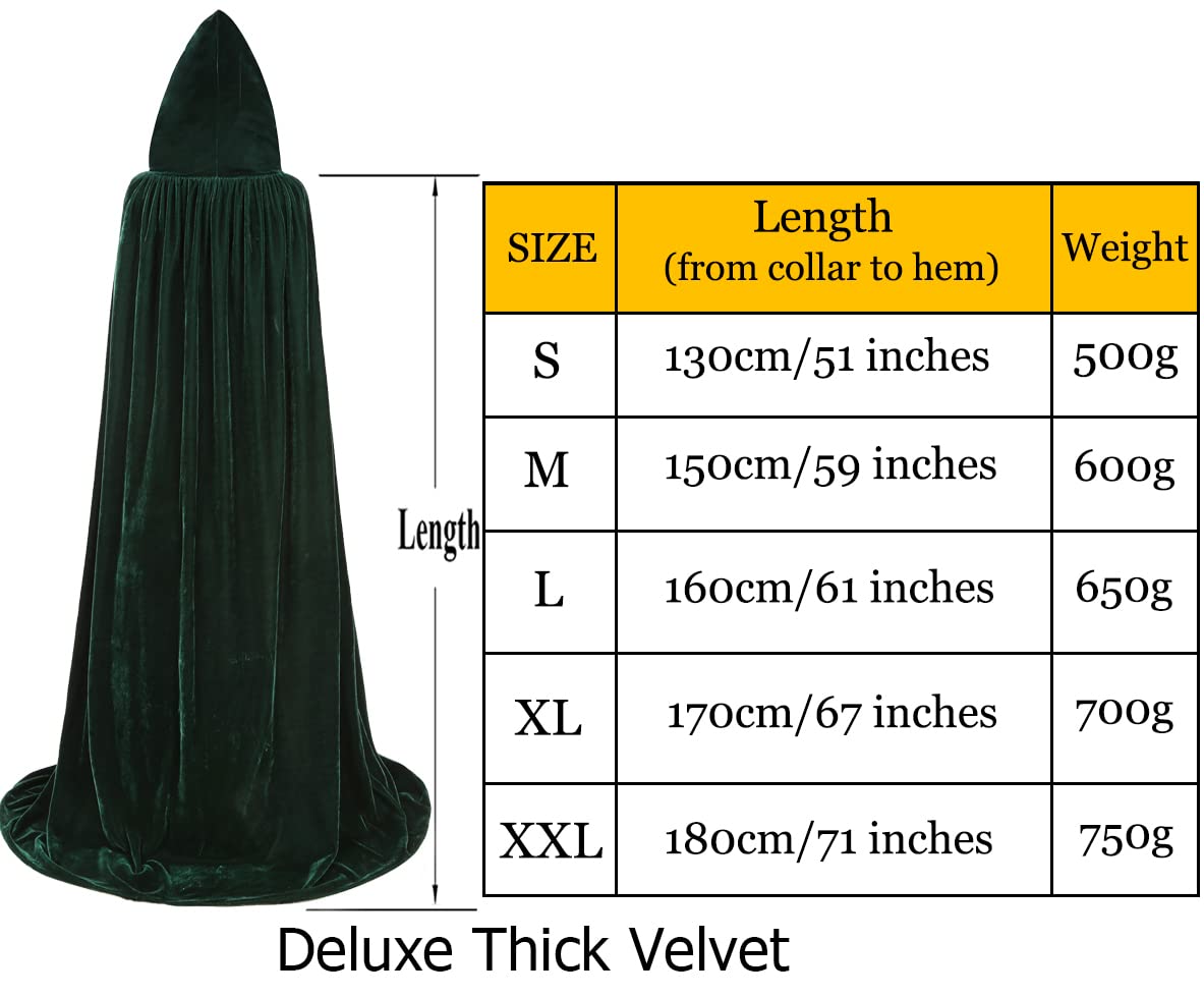ALIZIWAY Deluxe Hooded Cape Cloak Thick Velvet with Hood for Adults Men Women Cosplay Halloween Christmas