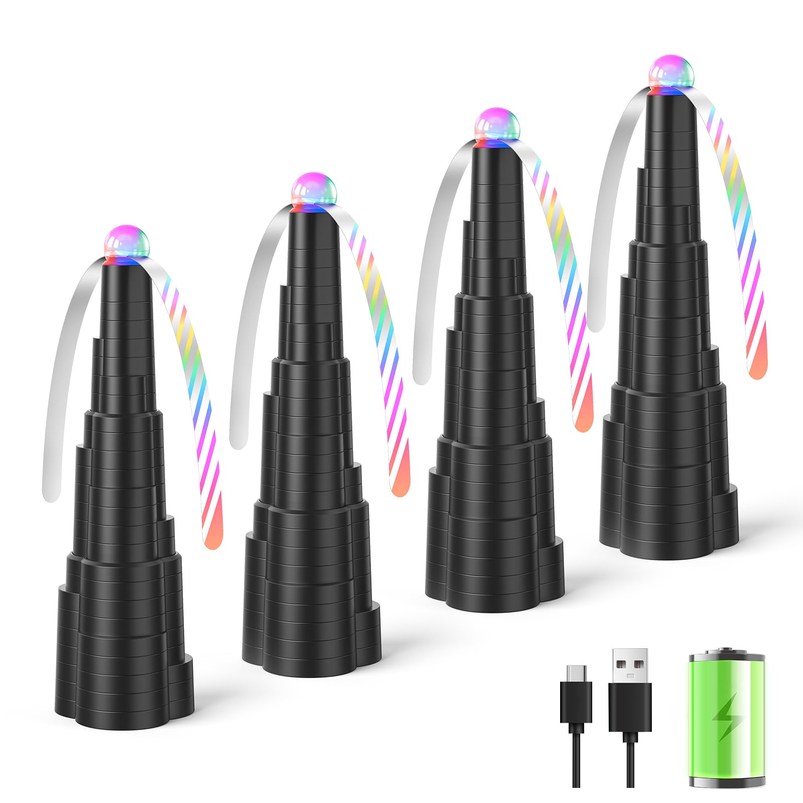 Ventiladores de mosca para mesas, ventiladores de alimentos recargables por USB, spinner de mesa con cuchillas holográficas suaves para picnic, restaurante, fiesta, hogar, barbacoa (paquete de 4)