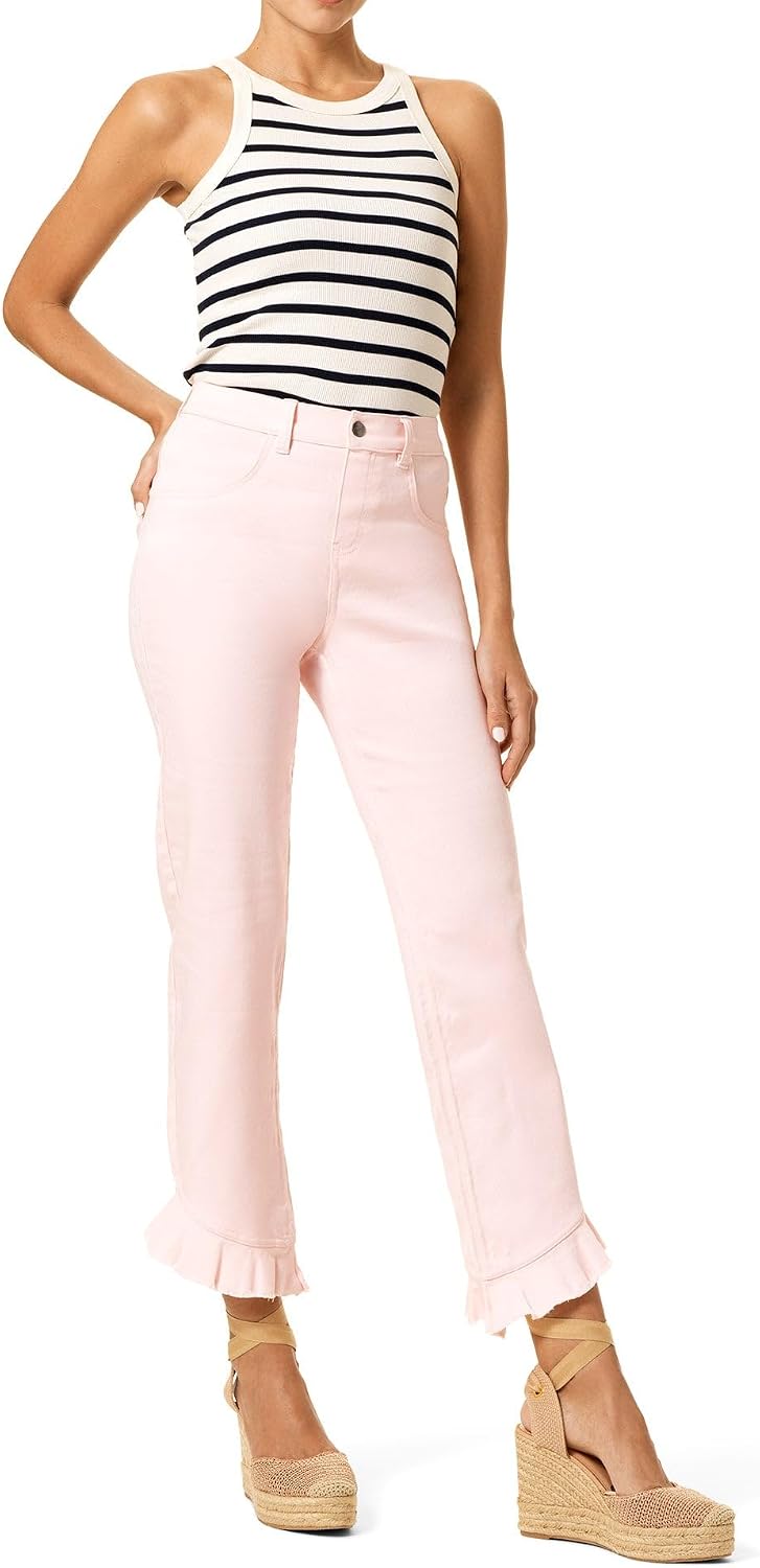 HUE Women’s Mid-Rise Ruffled Denim Skimmers