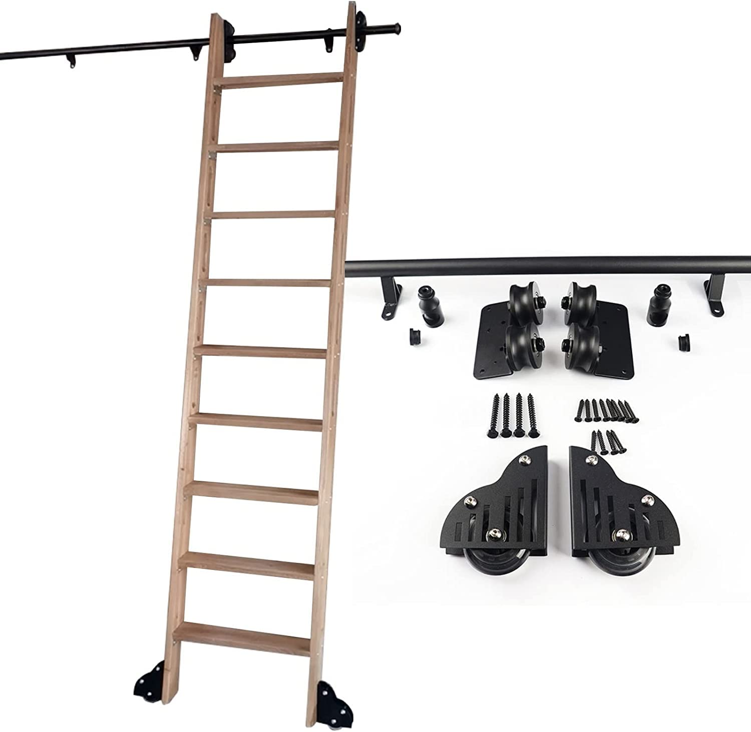 Kit de porte coulissante de grange et quincaillerie échelle suspendue
