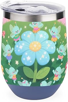 12 Oz Tumbler with Lid Travel Mug Vacuum Insulated Tumbler Reusable Light Cyan Floral Coffee Mug Travel Mug Leakproof Water Bottle for Outdoor