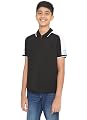 TotzTouch Boys Premium Polo Collar Tshirt with Stylish Raglon Printed Sleeve Black Color Age 6 Years to 7 Years