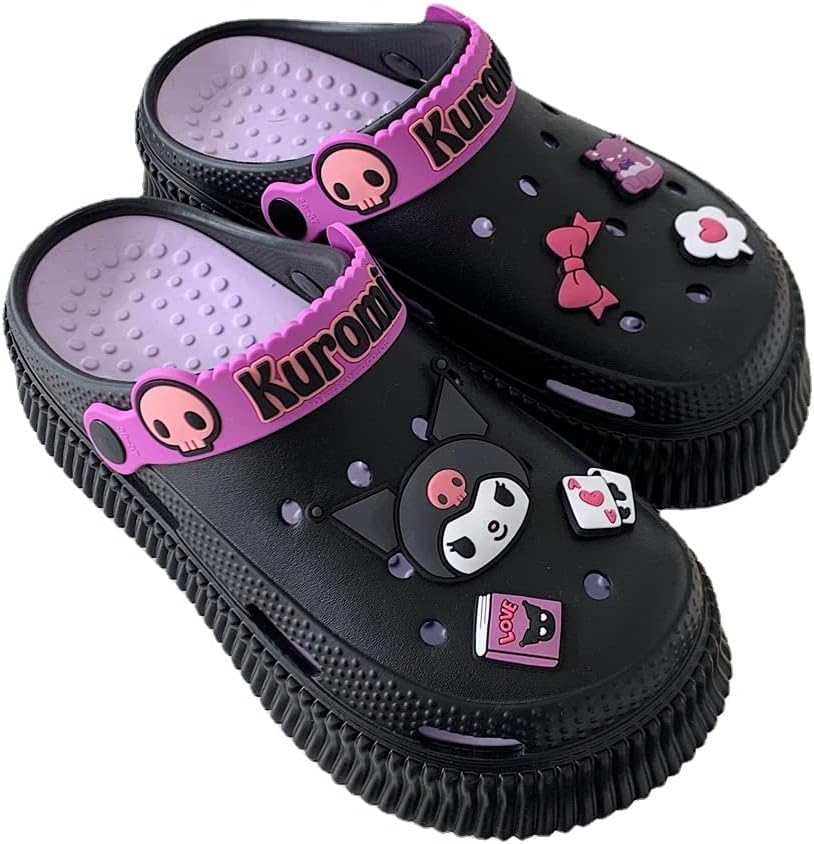 Cute Cartoon Slippers Kuromi Kawaii Slippers for Women Cloud Slides indoor Outdoor Soft Comfy Anti-Slip garden Shoes