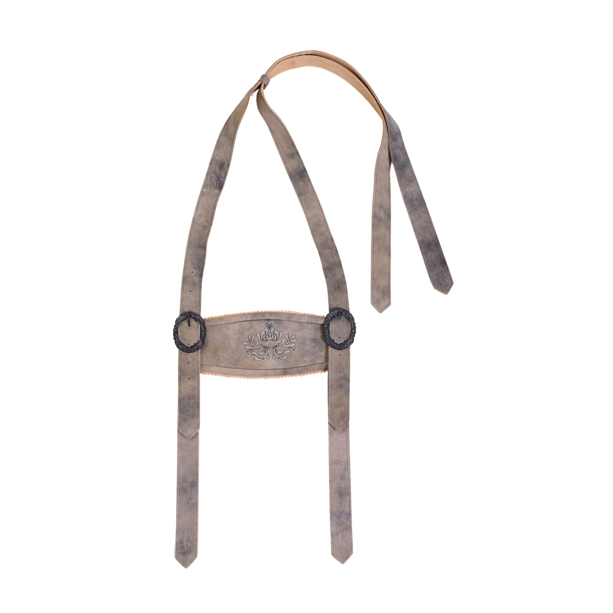 Alpsoak Men's Smoke Grey - Bavarian Suspenders For | Authentic Lederhosen Suspenders With Buckles For Oktoberfest Costume, Standard