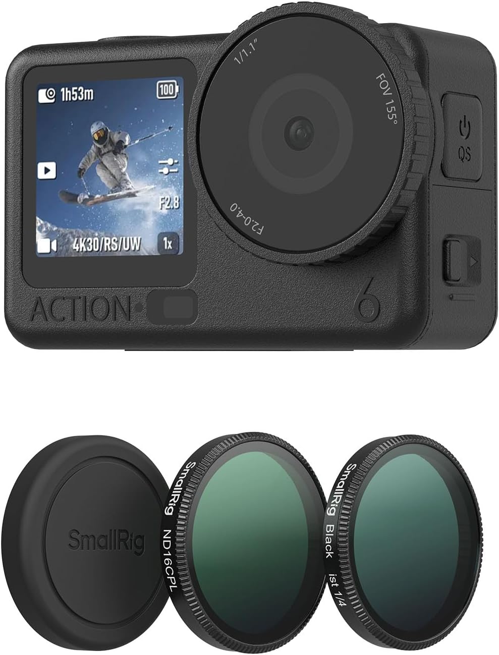 SmallRig Filter Kit for DJI Osmo Action 6, ND16/CPL & 1/4 Black Mist Filter Kit with Silicone Cover, Snap-On Mount, No Need to Remove Lens, Action Camera Accessories for Video Photography-5896