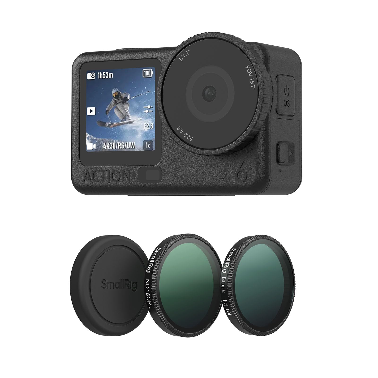 SMALLRIG Kit Filtri per DJI Osmo Action 6, ND16/CPL e Filtro Black Mist da 1/4" con Copertura in Silicone, Attacco a Scatto, Non è Necessario Rimuovere l'obiettivo, Accessori per Action Cam - 5896