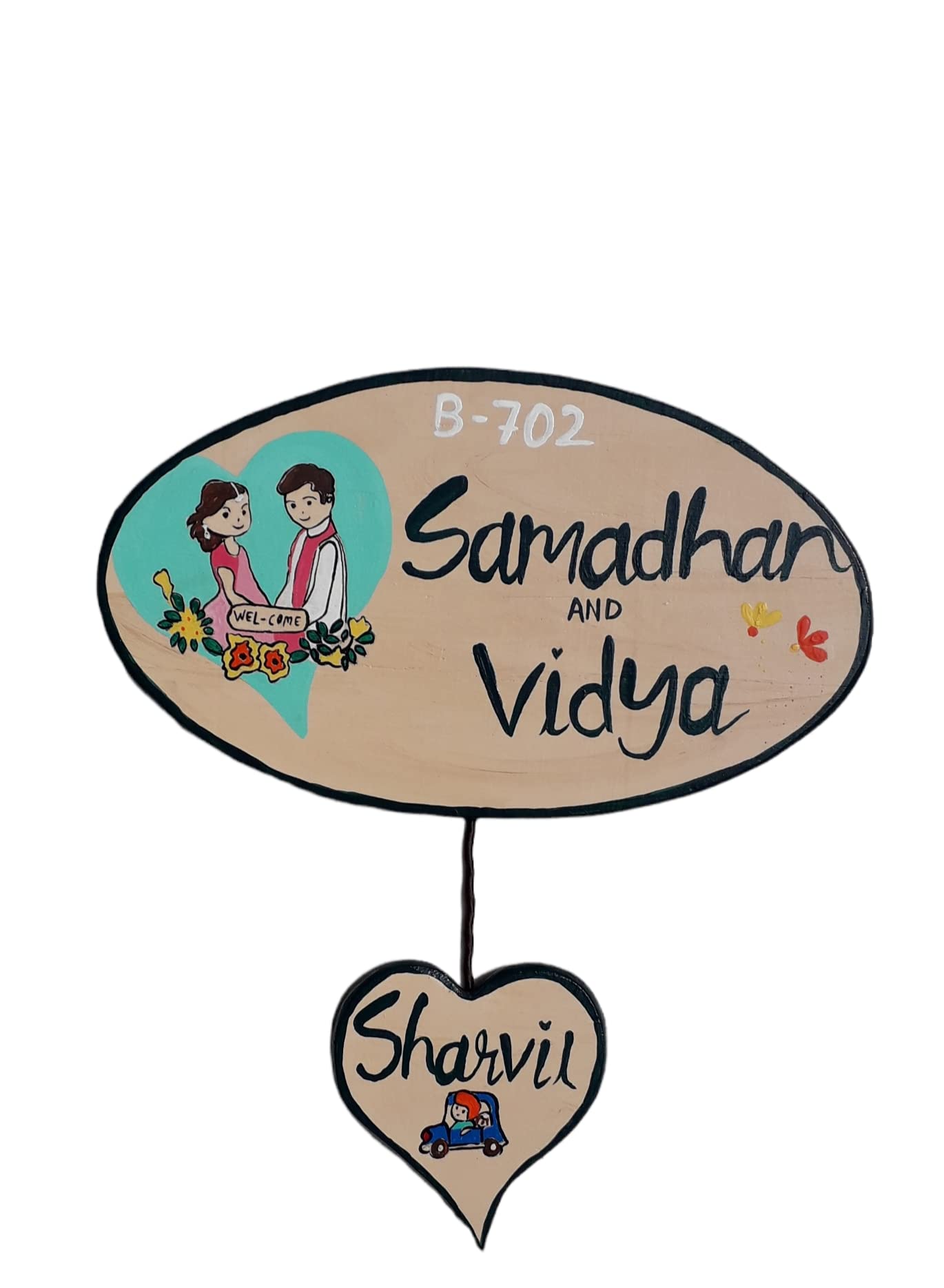 Personalized Wooden Name Plate - Rose Garden Design -8