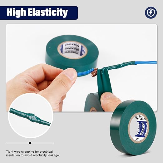 Cinta Aisladora Eléctrica Verde PVC Vinilo 3/4" x 60 FT 2 Unidades miniatura 4