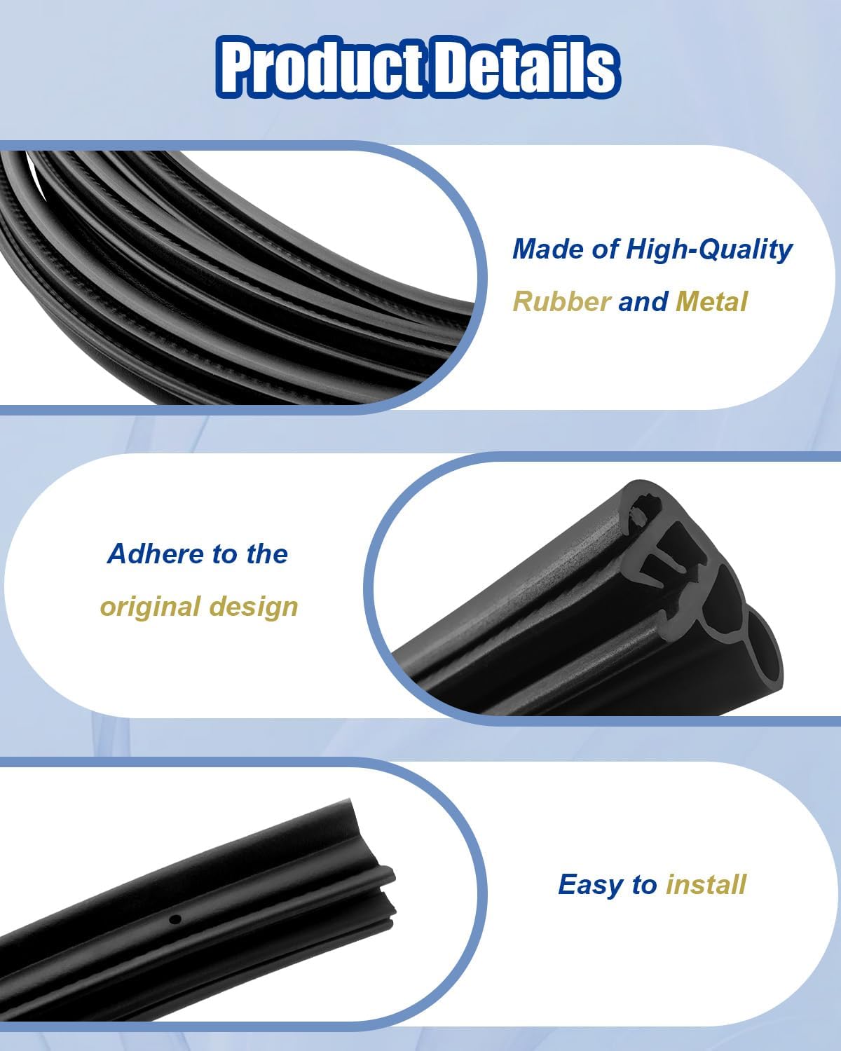 ANODZU 22766400 Front Door Weatherstrip Seal Passenger Driver Left Right Side Fit for Chevy Silverado 1500 2500 HD 3500 HD GMC Sierra 1500 2500 HD 3500 HD 2007 2008 2009 2010 2011 2012 2013 2014