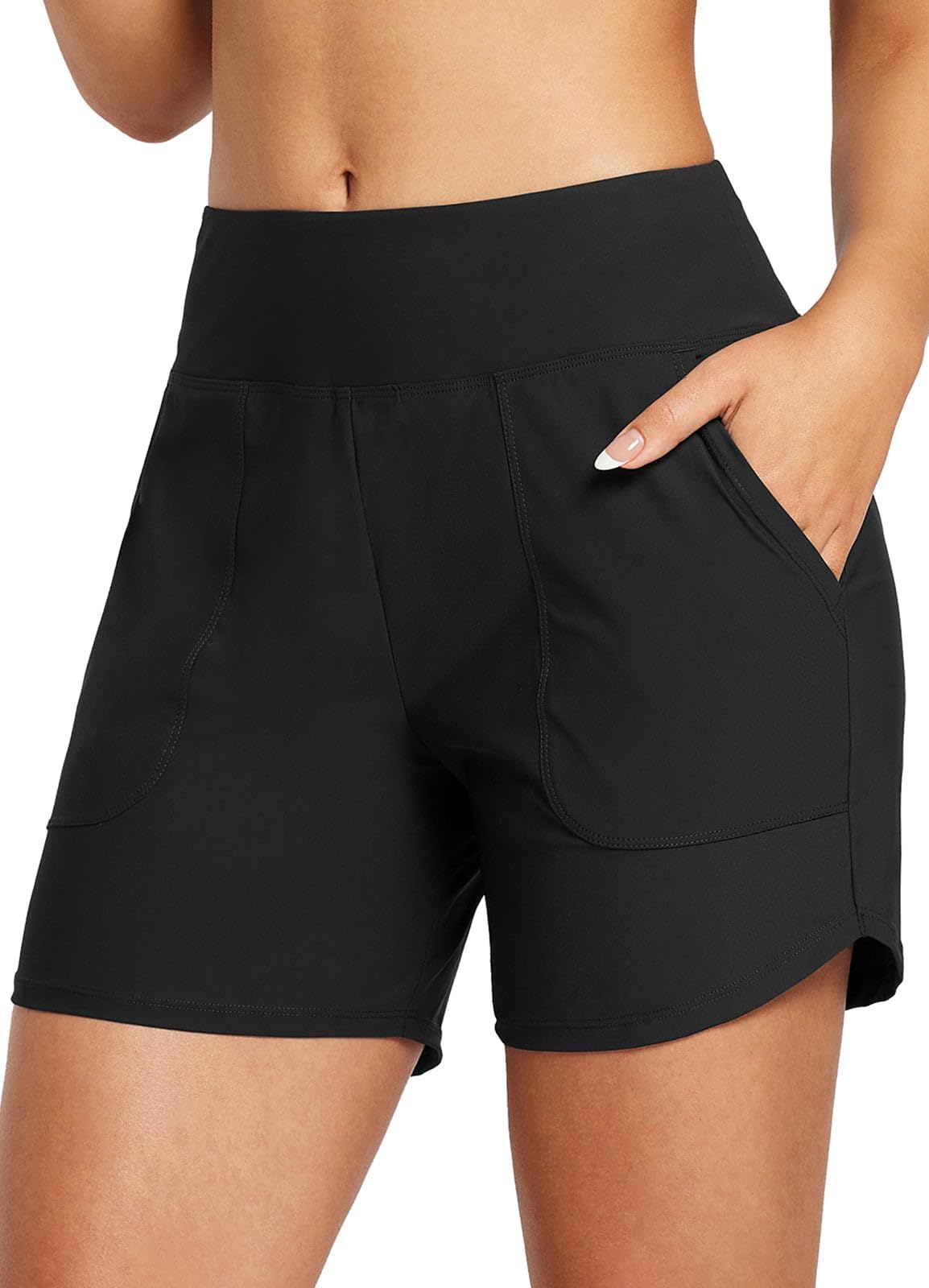 Women's 3"/5"/7" Swim Shorts High Waisted Board Quick Dry Pocket