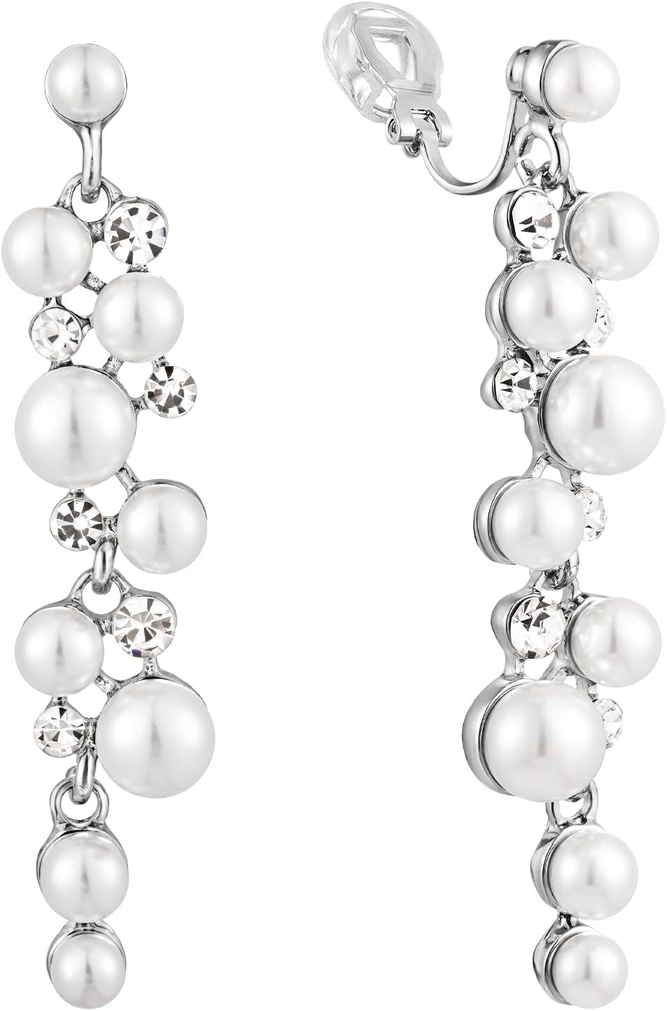 Aretes Clip On con Perla Simulada 2.5 pulg