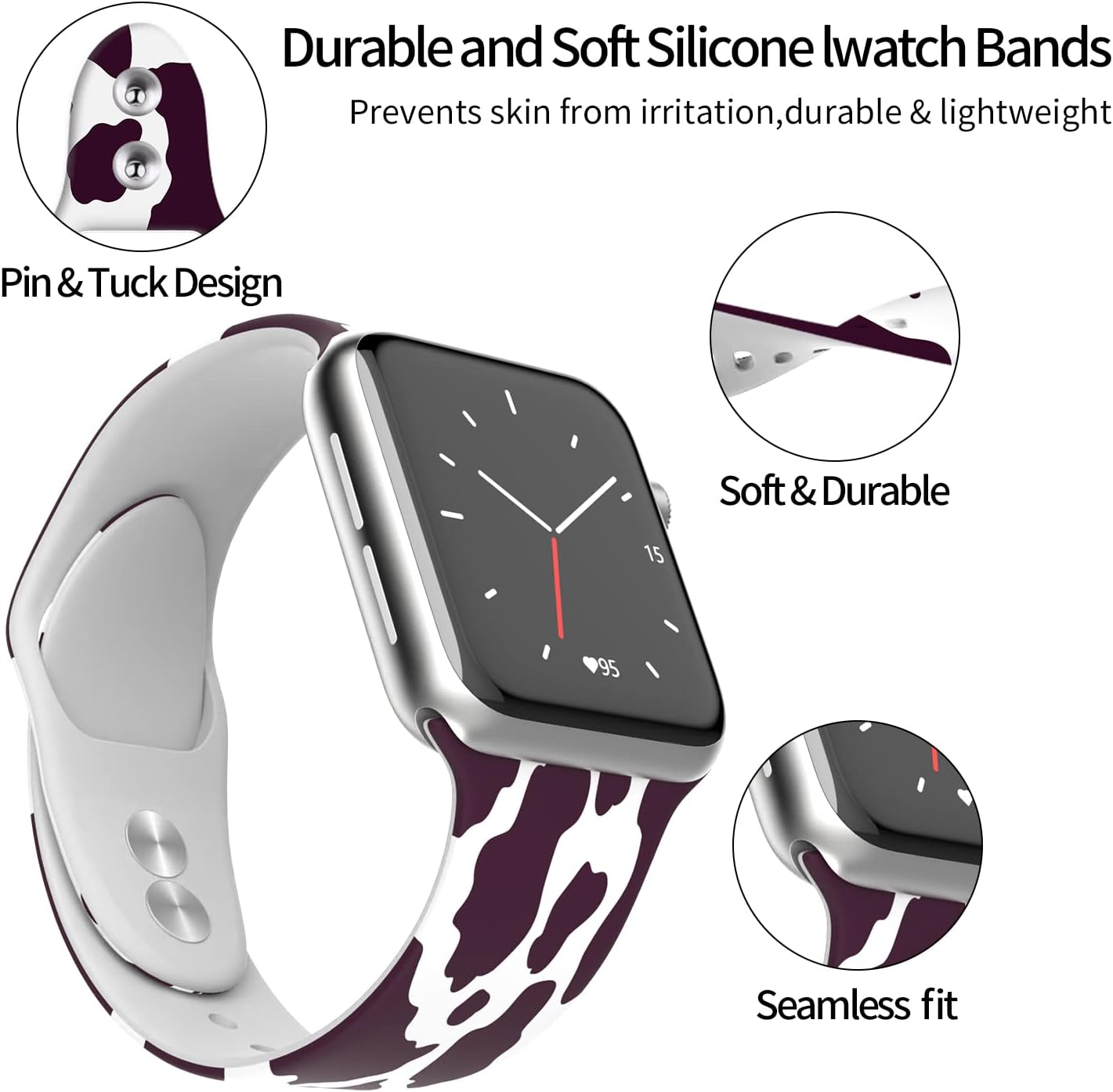 Fancy Bands Animal Print Silicone Band Compatible with Apple Watch 38mm 40mm 41mm 42mm 44mm 45mm 49mm For iWatch Series 8 7 SE 6 5 4 3 2 1 Ultra