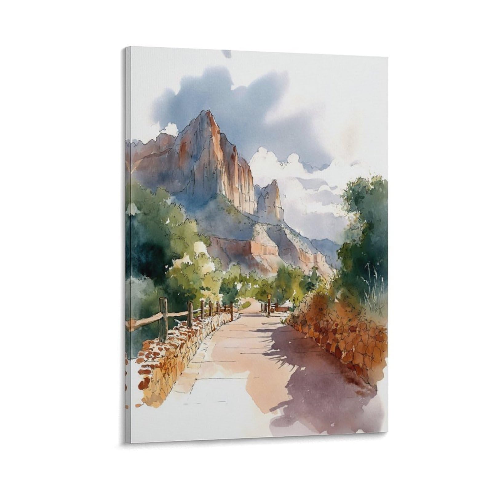 Cnaheiz Frame-Style Sedona Arizona Watercolor Painting_ Travel Art Print Poster 24X36inch(60X90cm) Vintage Watercolor Canvas Art