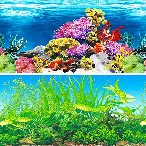 IrisCargo Aquarium-Aufkleber, Aquarium-Hintergrund, PET-Aquarium-Hintergrund, Unterwasser-Poster, Aquarium, Wanddekoration (H-102 x 50 cm) Cover