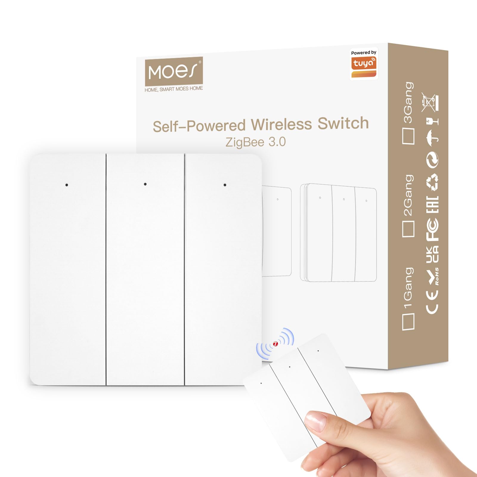 Moes Zigbee 4-Kanaals Scène Schakelaar Wit - Slimme Thuisbesturing