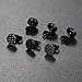 Hombre Mujer 3 Pares Juego de pendientes acero inoxidable negro, oidea Punk...