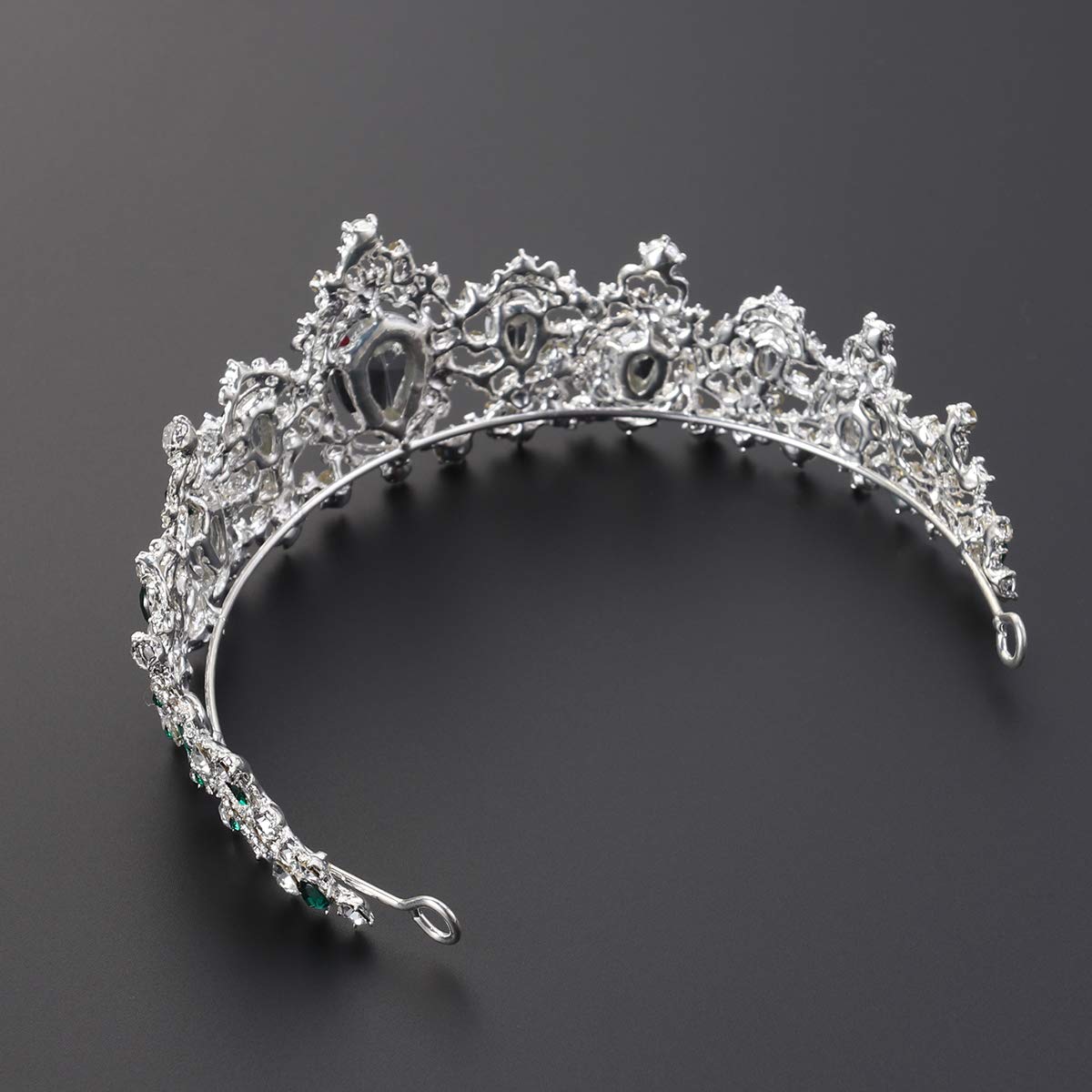 Frcolor Tiara Crown for Women,Rhinestone Queen Crowns Wedding Tiaras Crowns Headband (Green), Silver Base, Green, Crystal - Image 4