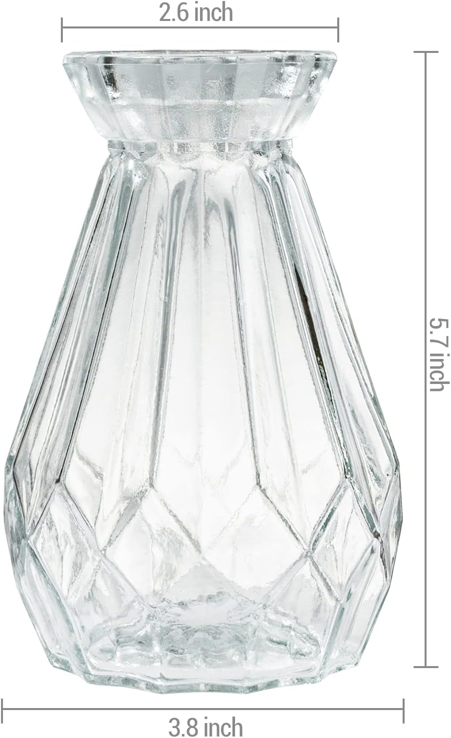 MyGift Small Glass Bud Vase, 5 Inch Decorative Flower Vases, Mini Vintage Style Centerpiece Vases with Diamond Faceted Design, Set of 2 - Image 5