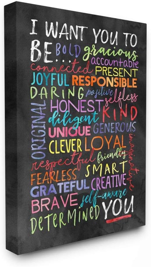 Stupell Industries I Want You to Be You Inspirational Phrases Colorful Black Word Design