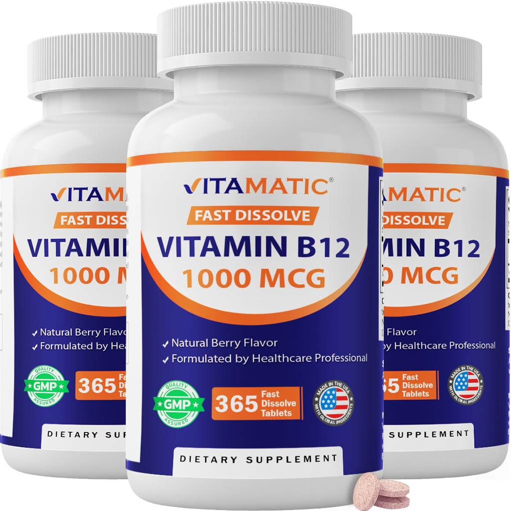 Vitamatic Vitamin B12 1000 mcg, 365 Fast Dissolve Tablets - 2 Pack — Amazon image 10