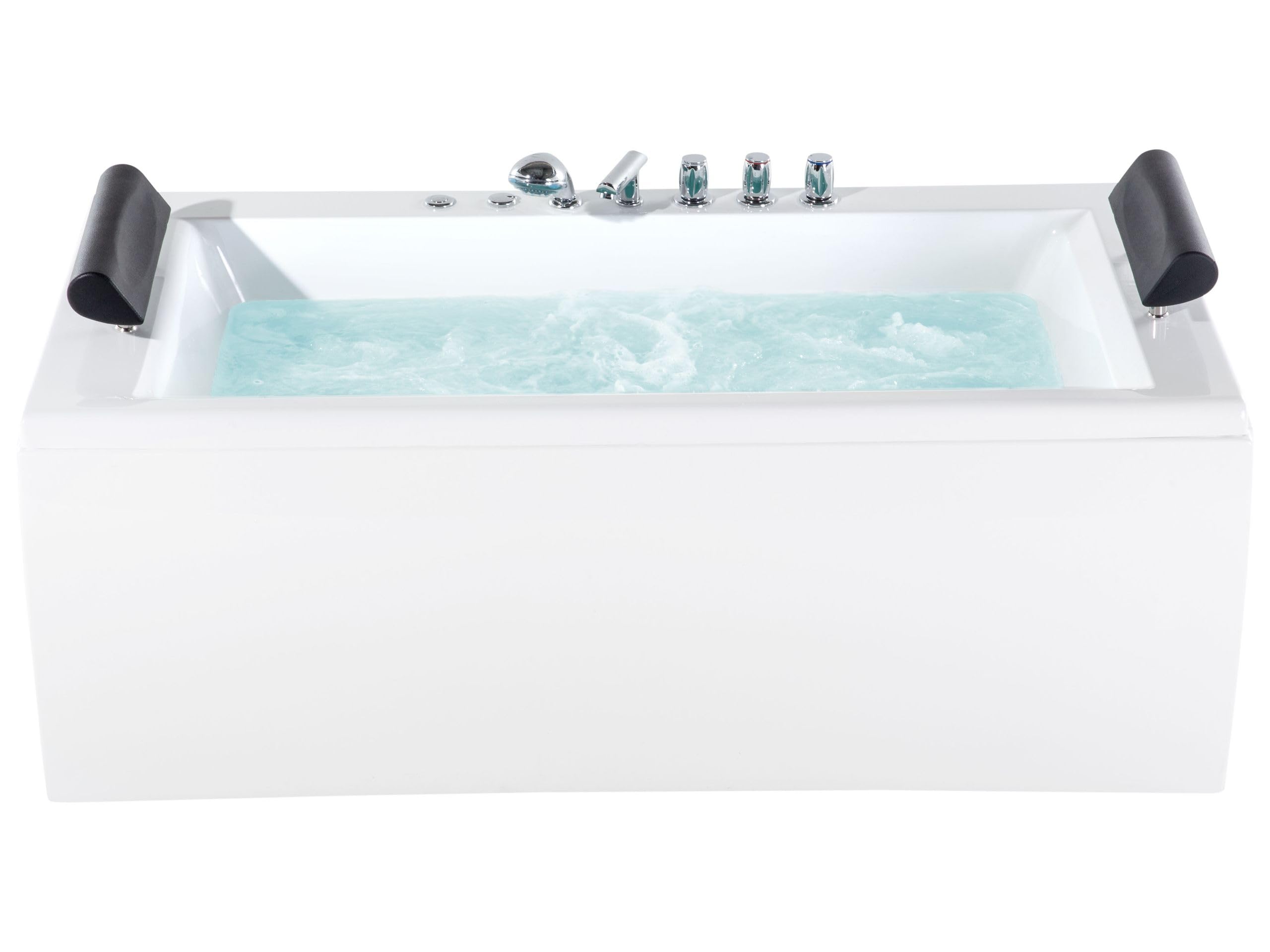 Bañera de hidromasaje de acrílico sanitario blanco plateado LED 172 x 83 cm moderno Montego