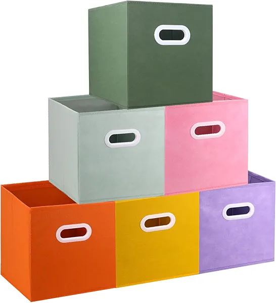 Storage Cubes, 11-inch Cube Storage Bin, 6 Sets Foldable Fabric Storage Cubes With Handles, 6 Cube Storage Organizer, Storage Cube Bins for Toys, Clothes and Books (Multicolour) (Multicolour)