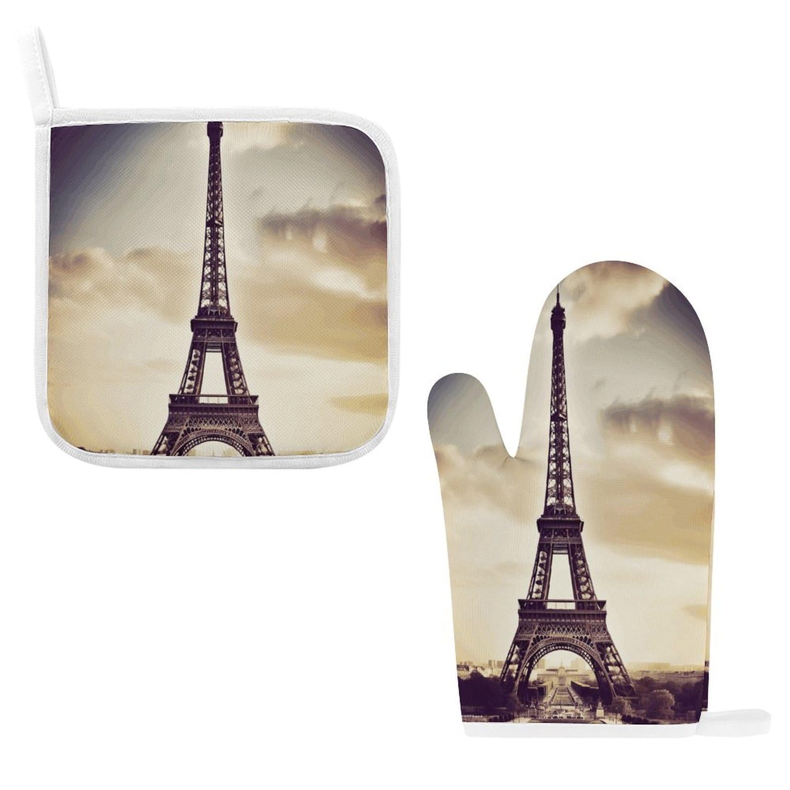 Eiffel Tower Love Paris Oven Mitts and Pot Holders Sets