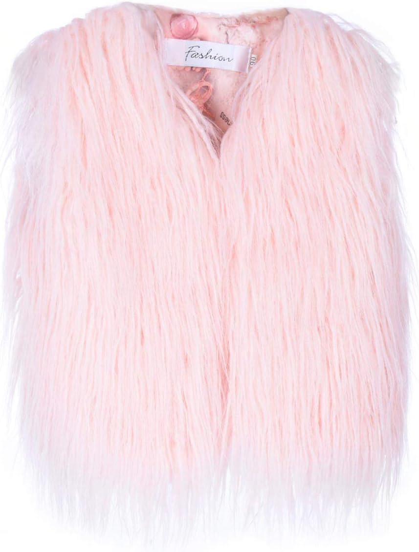 MisShow Little Girls' Faux Fur Wool Vest Coat Jacket Outerwear for 1-10 Years Old