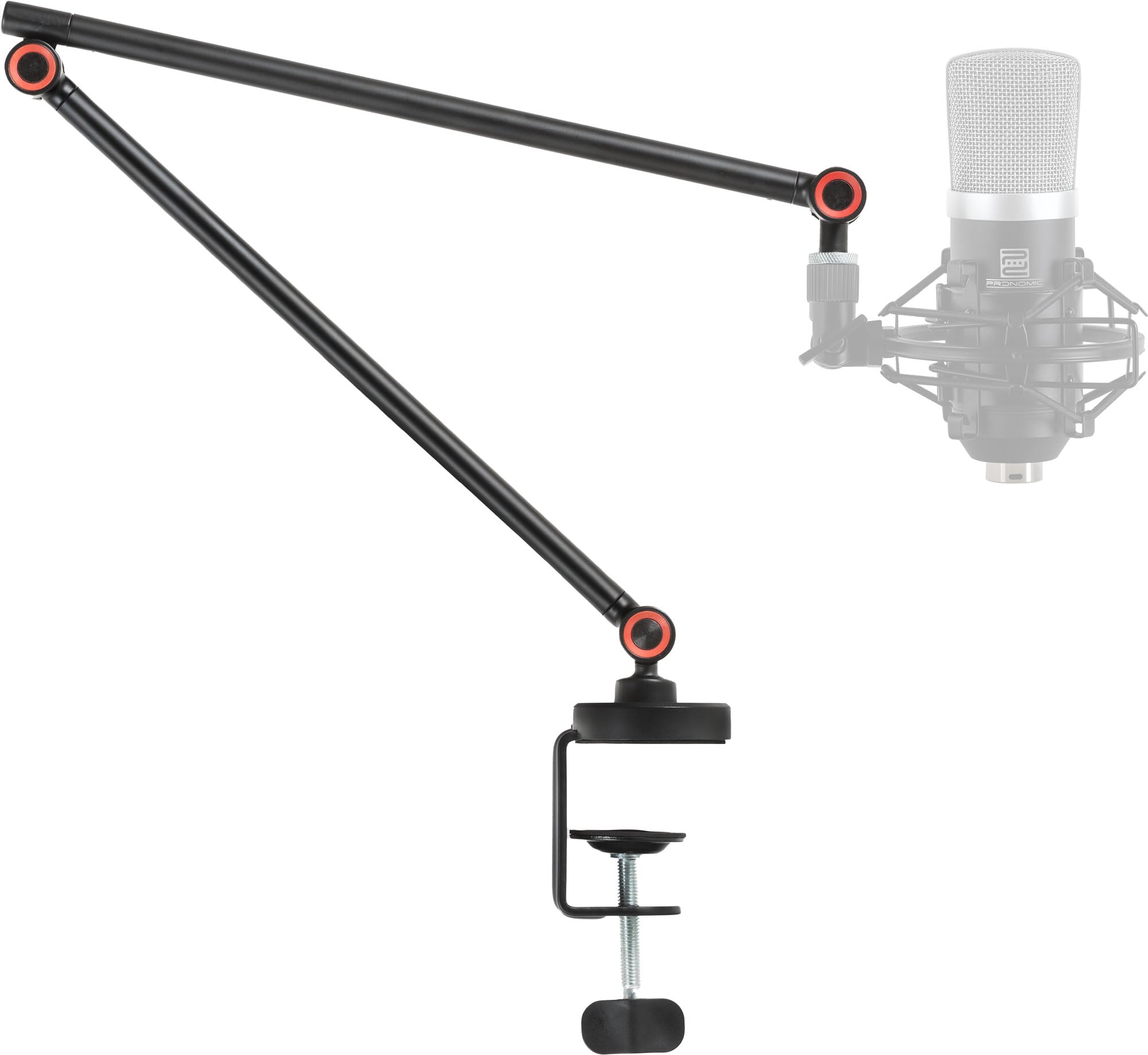 Pronomic MA-161 BK Brazo Soporte Para Micrófono, Acabado robusto | Material: Aluminio, acero, plástico, Color: Negro (superficie mate), Longitud total del brazo: 72 cm, Color: Negro