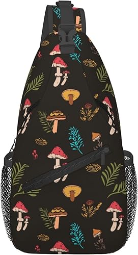 Vista 17 de Mochila cruzada con hongo botánico, bolsa cruzada casual, bolsas de pecho para viajes, senderismo, mochila de hombro para mujeres y hombres Color 11