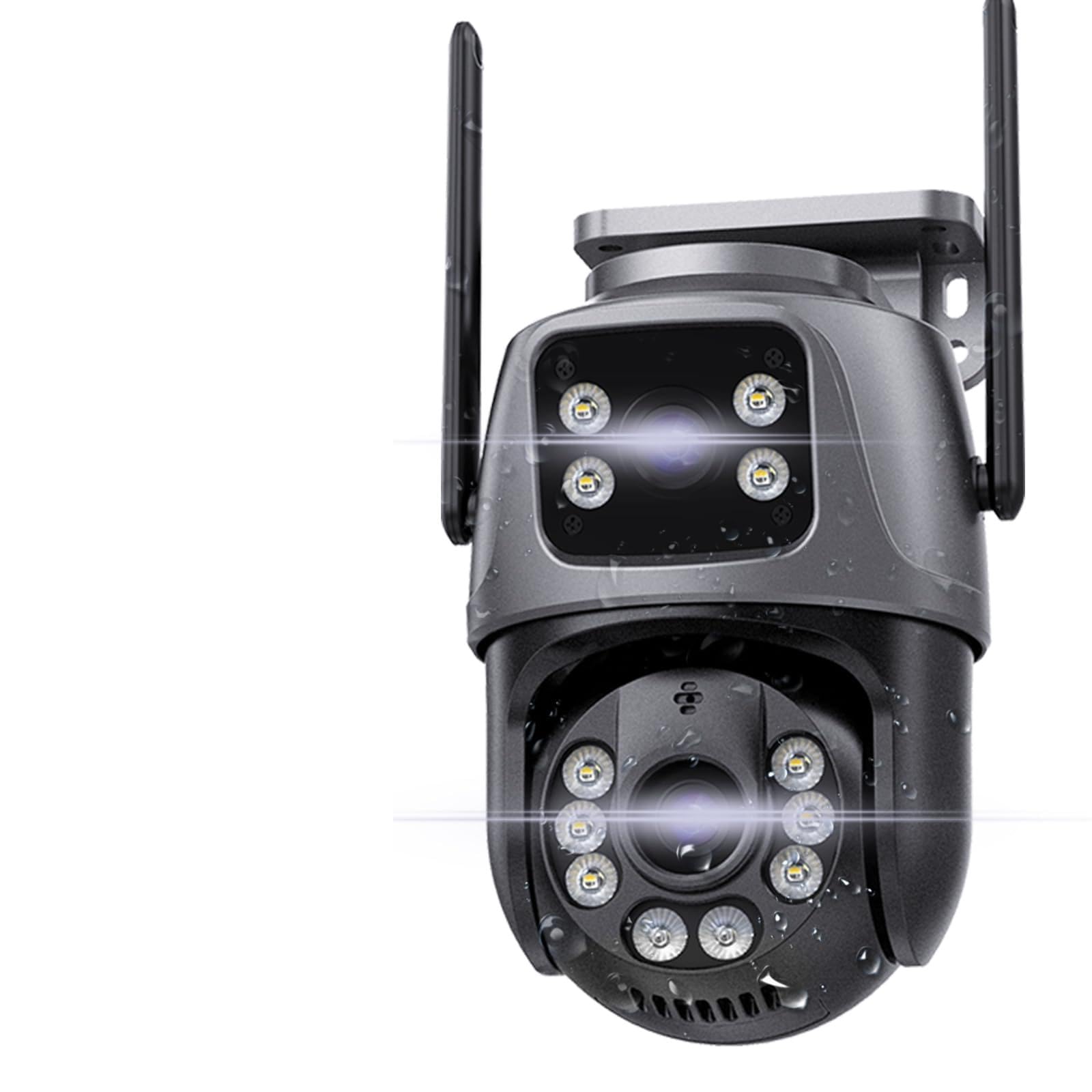 Security Outside Camera Wireless 2.4G WiFi Home Indoor Security Cameras Dual Lens Linkage 360°View 4MP Two-Way Talk,AI Detection,Full-Color Night Vision,Auto Tracking,Light Alarm,24/7 Recording