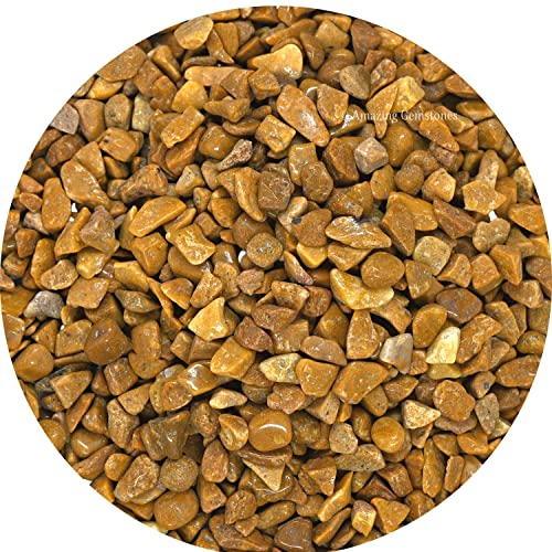 Image of Yellow Jasper Crystal Chips Aquarium Gravel Rocks - Amethyst Chips Bulk Fish Tank Gravel, Small Tumbled Stone Chips and Tiny Crystals for Decoration (Natural AAA Grade Gemstones)