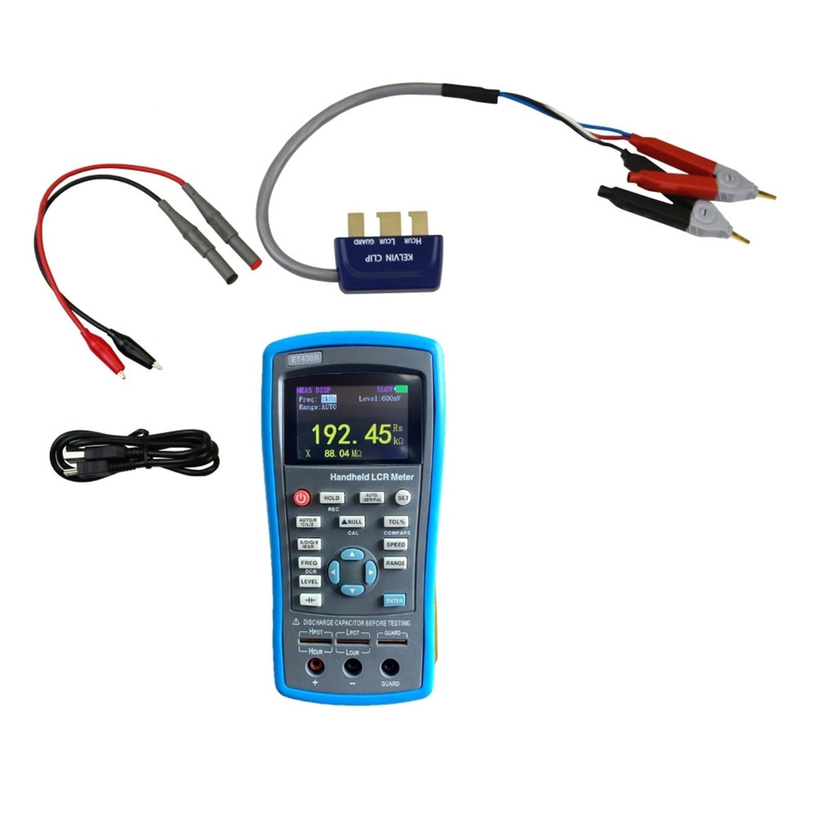 Multimetr cyfrowy, LCR Cyfrowy miernik mostkowy ET430 ET432 USB Przenośny o wysokiej precyzji pojemnościowy indukcyjny pomiar rezystancji Wyświetlacz cyfrowy Wszechstronne możliwości pomiarowe(ET432)