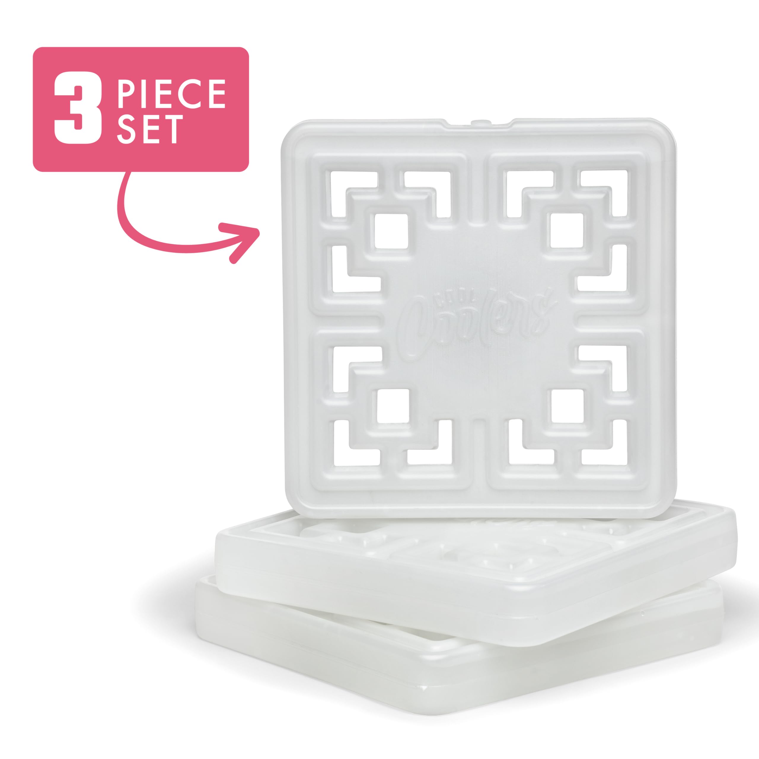 Cool Coolers Fashion Ice by Fit & Fresh, 3 Pack Large Slim Ice Packs, Unique Ice Pack Design for Womens Lunch Bag, Space Saving Reusable Ice Packs for Lunch Boxes, Cooler Ice Packs, Pearl White, 3PK