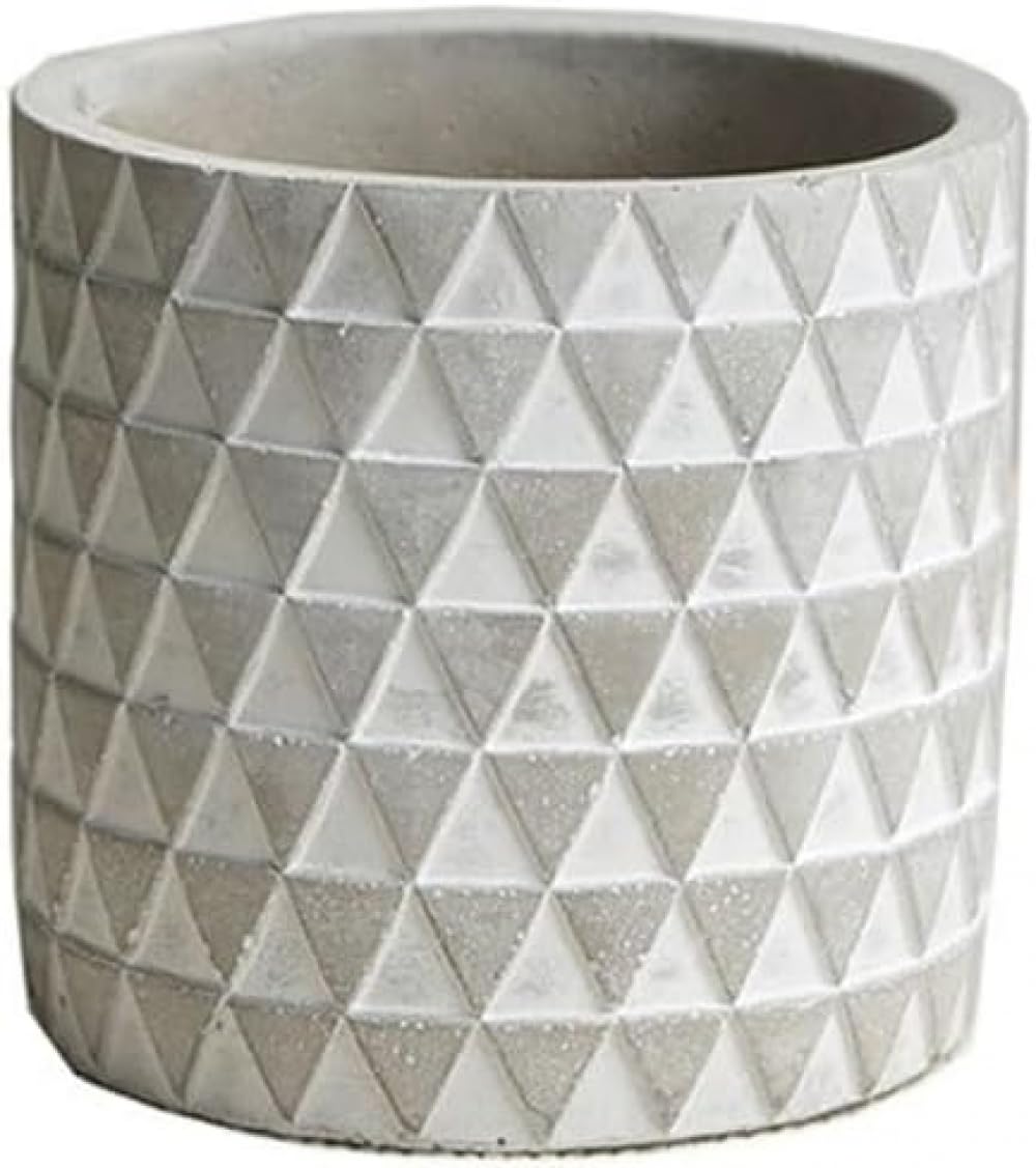 Pots de fleurs en ciment au motif triangle en relief pour plantes succulentes et décoration