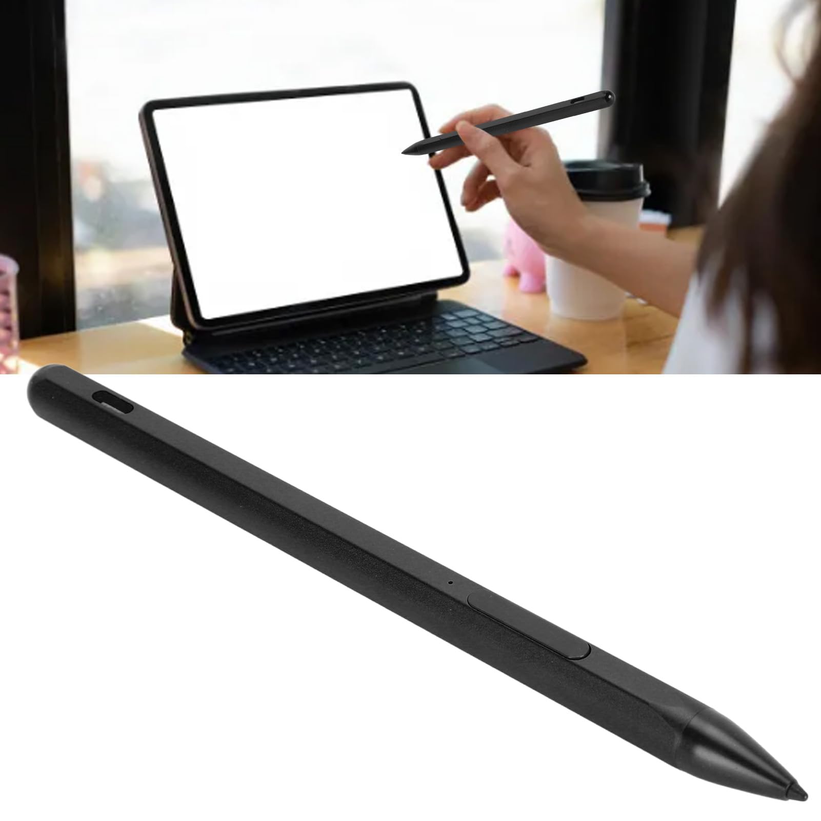 Pennino capacitivo per touch screen, 4096, sensibilità alla pressione, penna stilo per laptop, con 3 pennini di ricambio, penna ricaricabile MPP 2.0 Tilt Active Pen (nero)