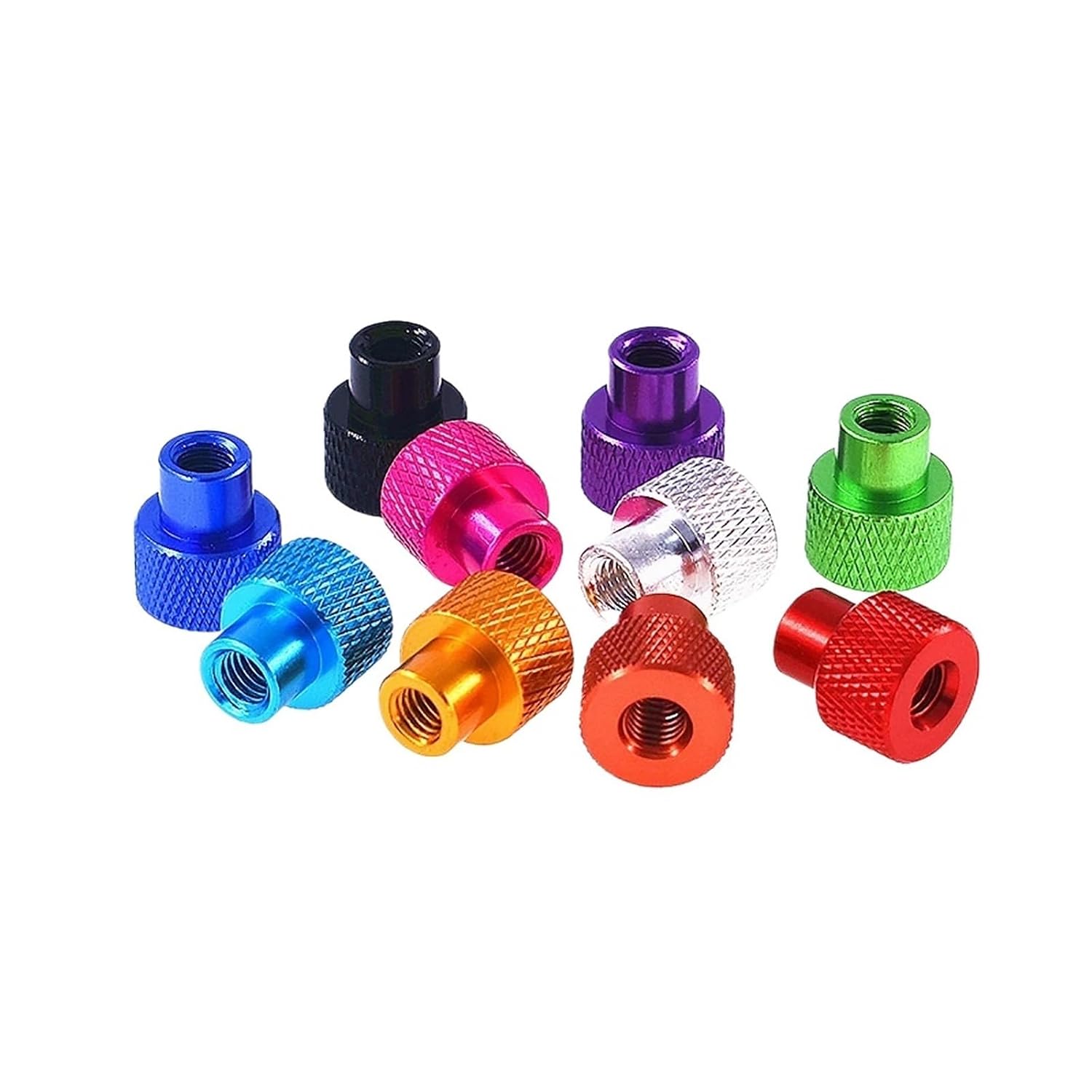 1Pcs UNC 6#-32 1/4-20 3/8-16 Colourful Through Hole Nut Aluminium Alloy Knurled Thumb Nuts Hand Grip Knob Step Nuts(Sky Blue,1I4-20)