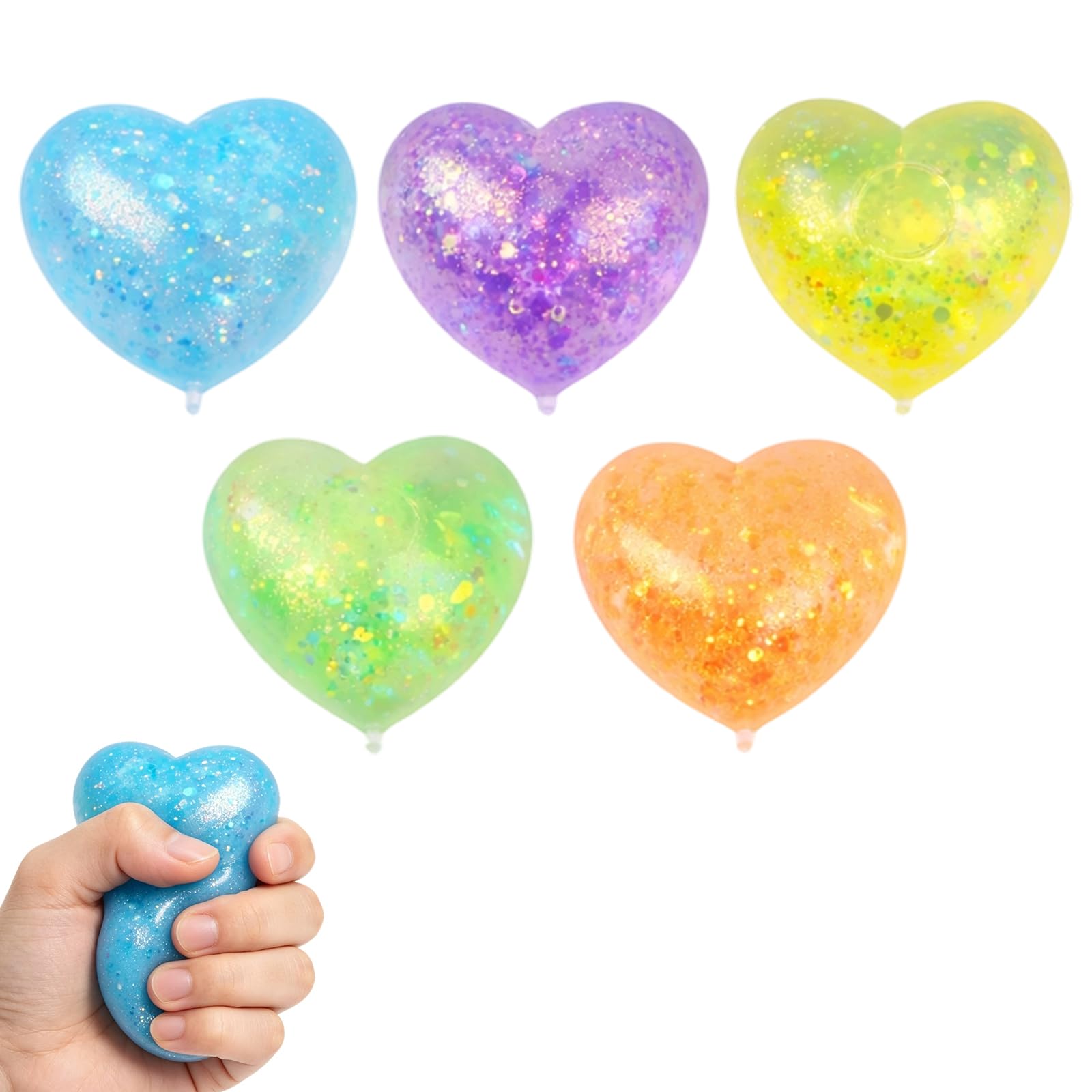 2PCS Squishy Stress Ball, Glitter Squishy Stress Balls for Adults, Cute Squishy Squishy Ball Collection, Calming Sensory Focus Aid
