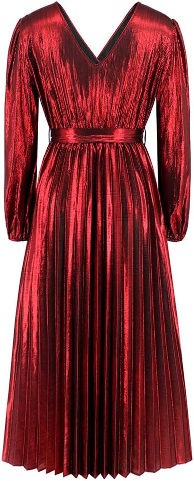 Slim Long Sleeve Evening Gown Party Dress Elegant Sexy Dress Long-Sleeved Dress for Women (Red,X-Large)